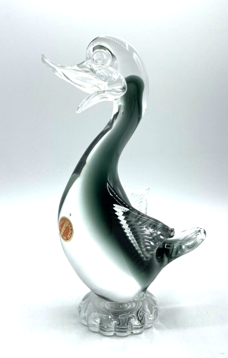 Midcentury Murano Glas Ente Glasfigur mit orig. Etikett H 20 cm groß 50er 60erJ2