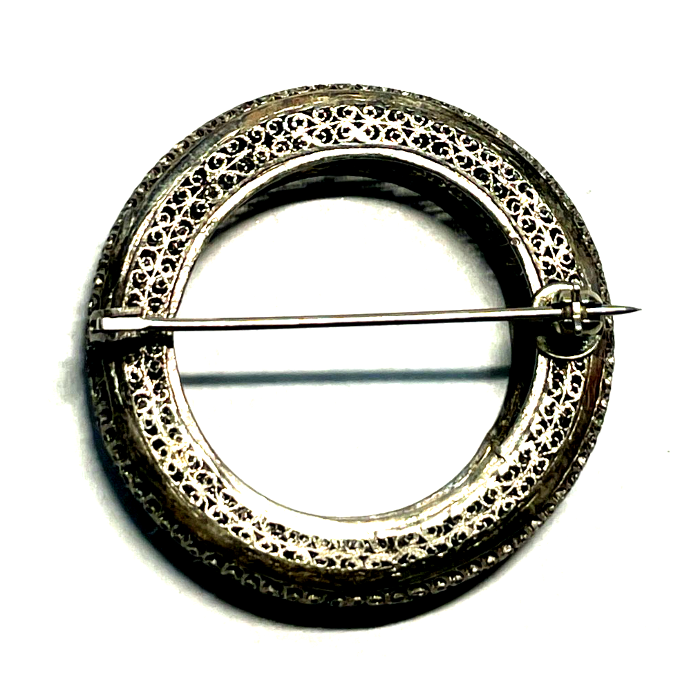 Antik edle Sterling Filigransilber Brosche Anstecknadel feinste Handarbeit6