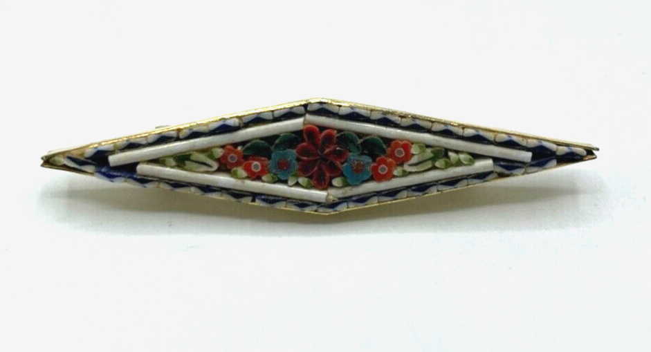 Glasmosaik Brosche Anstecknadel feine Handarbeit Italien Mikromosaik Millefiori0
