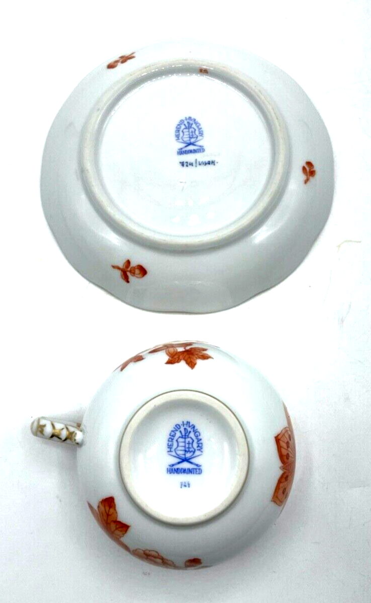 Herend Porzellan Tasse + Untertasse Fortuna Rust Cup + Saucer selten  1. WAHL8