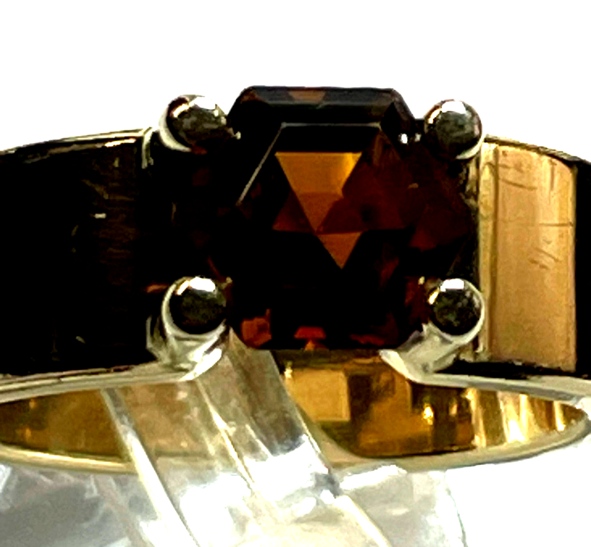 14 K 585 Gold massiver Ring Unikat mit Madeira Citrin Juwelier  Ø 17,5 mm RG 5511