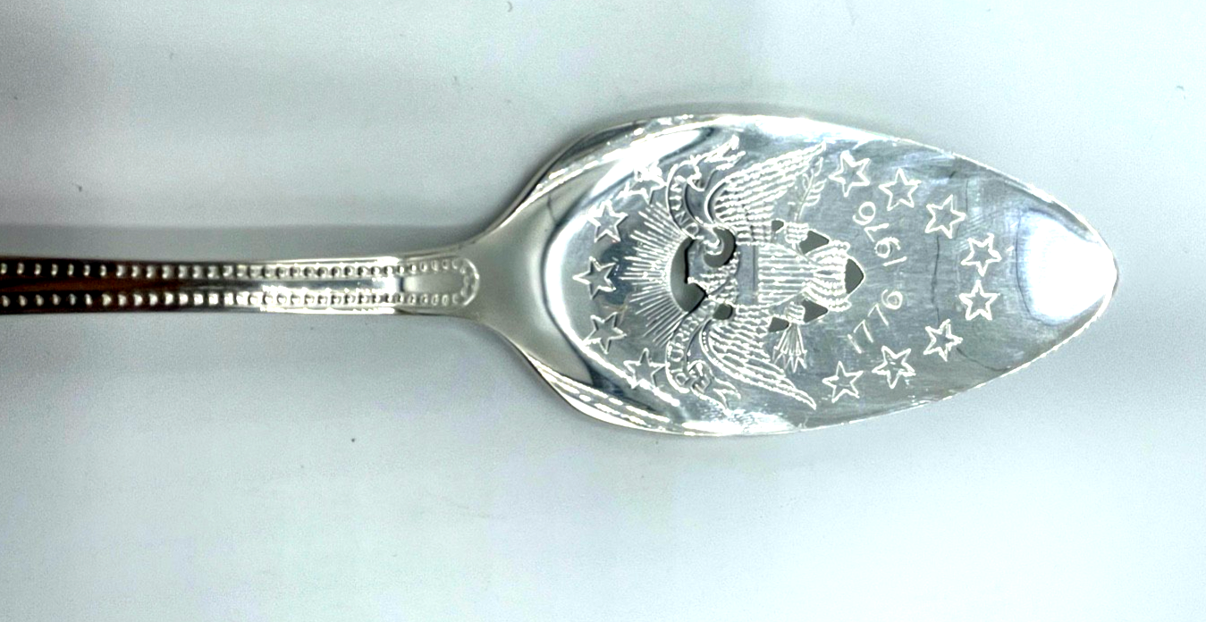 Vintage versilberter Tortenheber Gebäckheber Zweihundertjahrfeier USA Revolution2