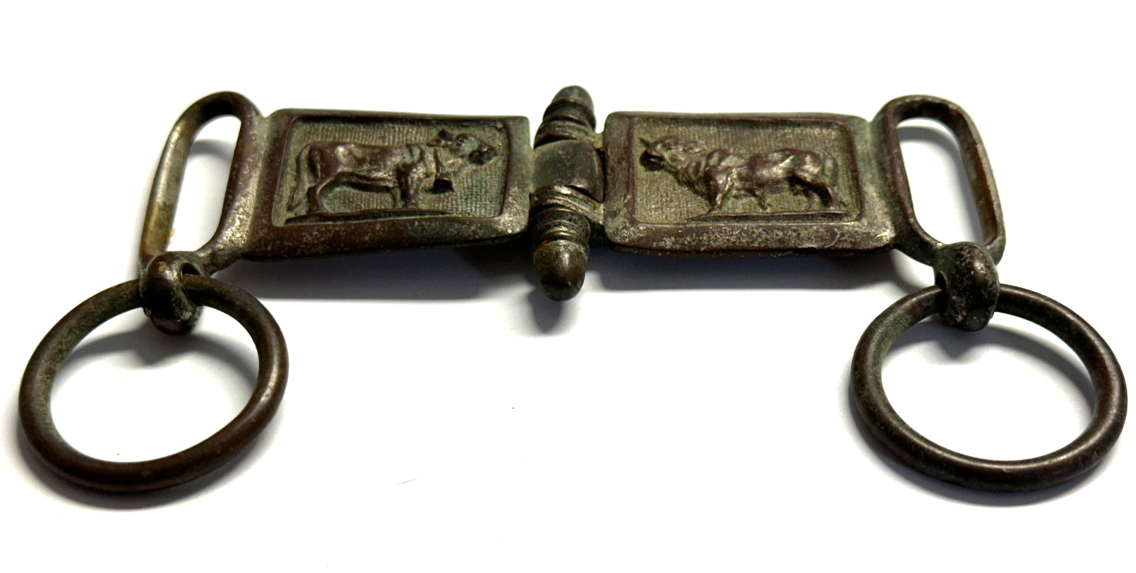 Zunft Gürtelkoppel - Fleischer - um 1900 - Messing - 2-teilig - Kuh-Relief4