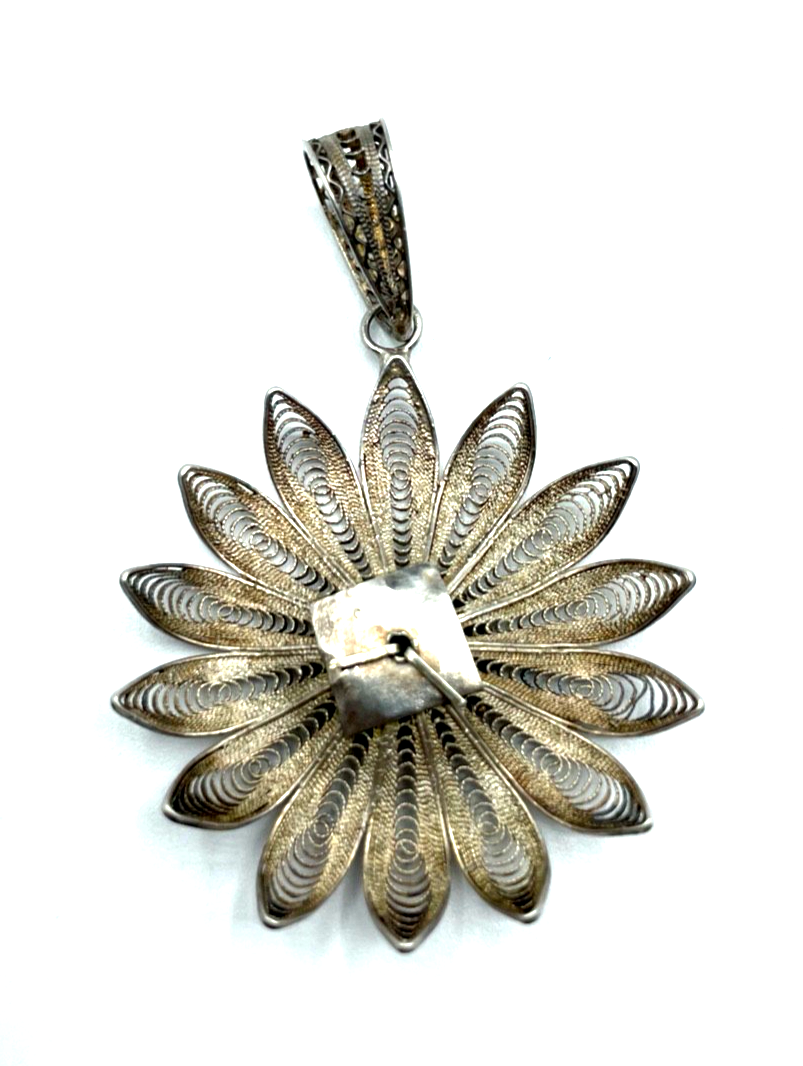 Antik Filigran Anhänger 800 Silberdistel Filigransilber Handarbeit Ø 38mm Tracht4