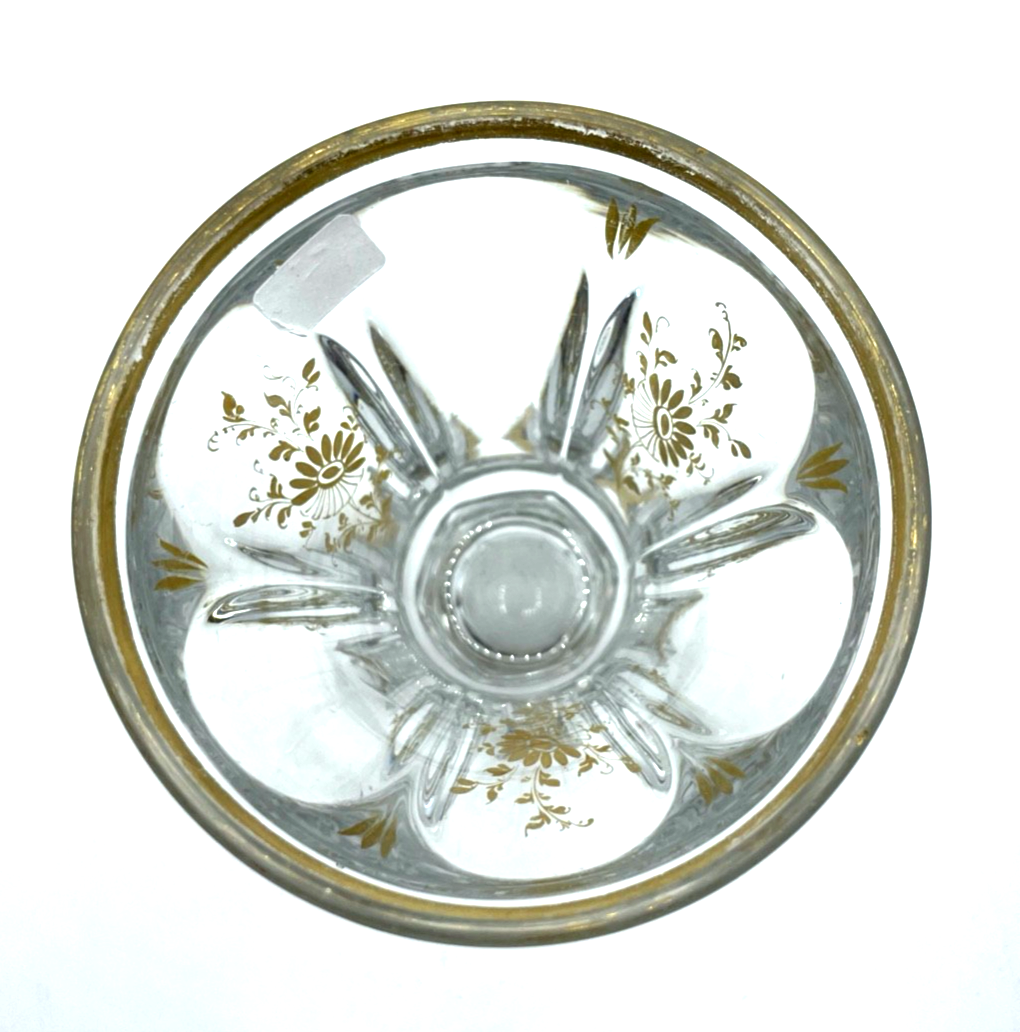 Antik Kristall Glas Ranftbecher Pokal floral Golddekor um 1900 gepflegt2