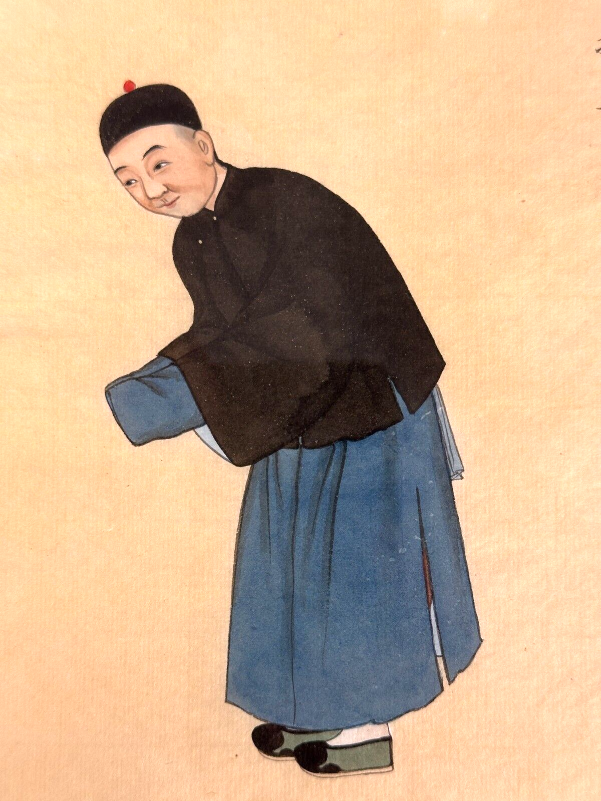 Chinesische Malerei - Markpapier mit Deckfarben - um 1900 - gerahmt hinter Glas2