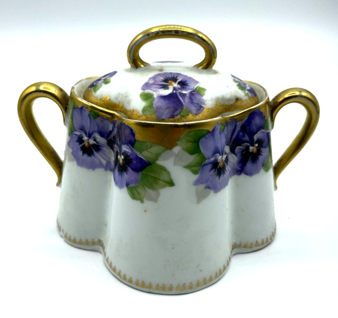 Rarität antik Rosenthal Porzellan Chrysanthéme Zuckerdose Dekor Viktoria Luise6