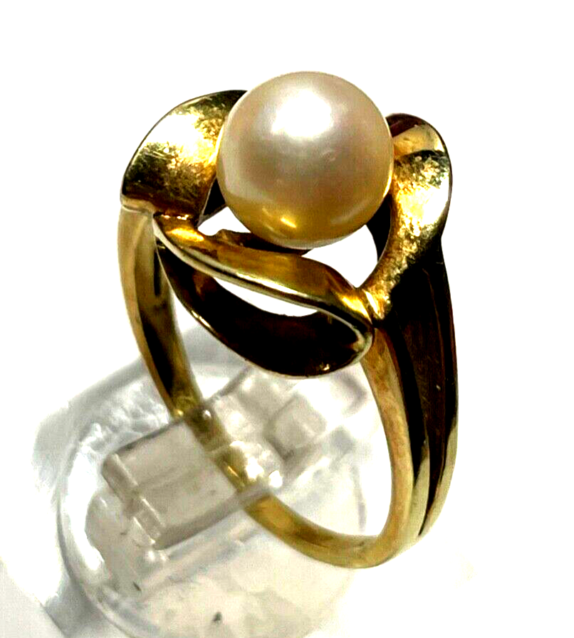 Solider Klassiker 585 Gold 14 K Ring RG 53 mit Akoya Perle Juwelier gepflegt 5Gr2