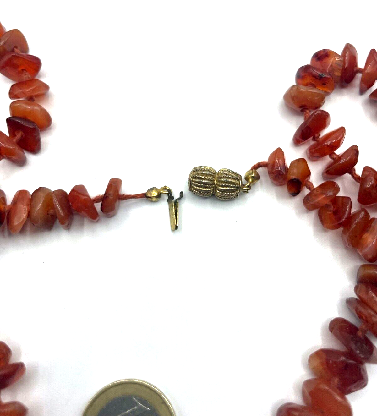 Vintage Karneol Edelstein Kette Nuggets im Verlauf einzeln geknotet L 81 cm6