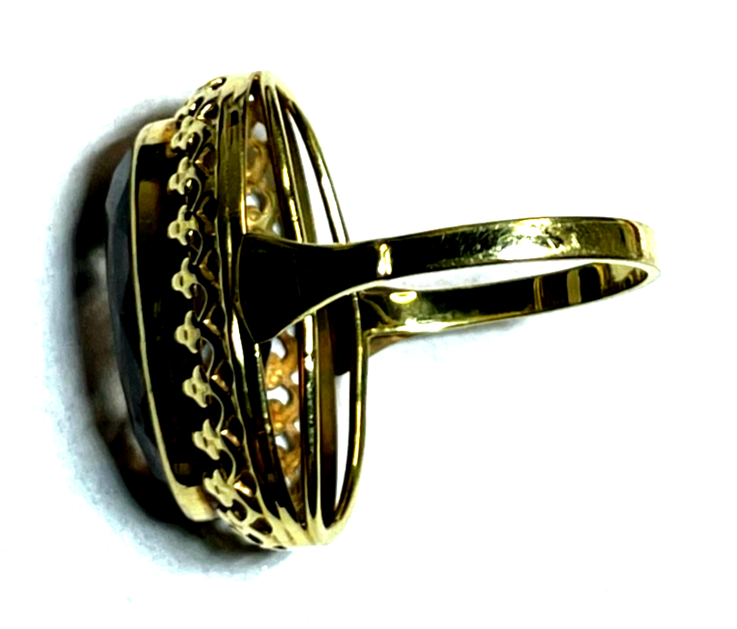 Vintage Design 333 Gold 8 K Ring Rauchquarz Ø 17,5 mm RG 55 Juwelier wunderschön7