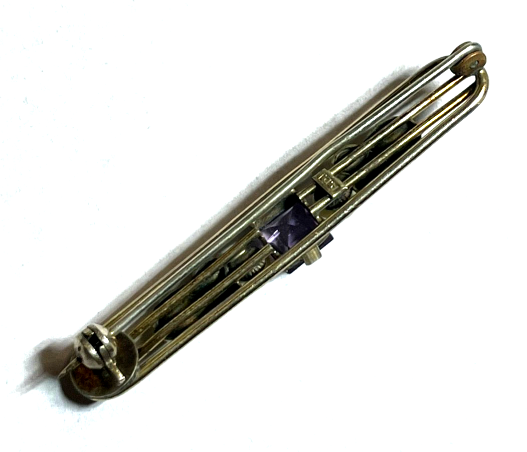 Antik Brosche Anstecknadel echt Amethyst 2 x echte Perle Amerikaner Golddouble5