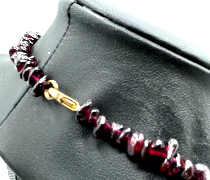 Solide Granat Kette polierte Splitterkette L 45 cm lang B ca. 8 mm sehr gepflegt3