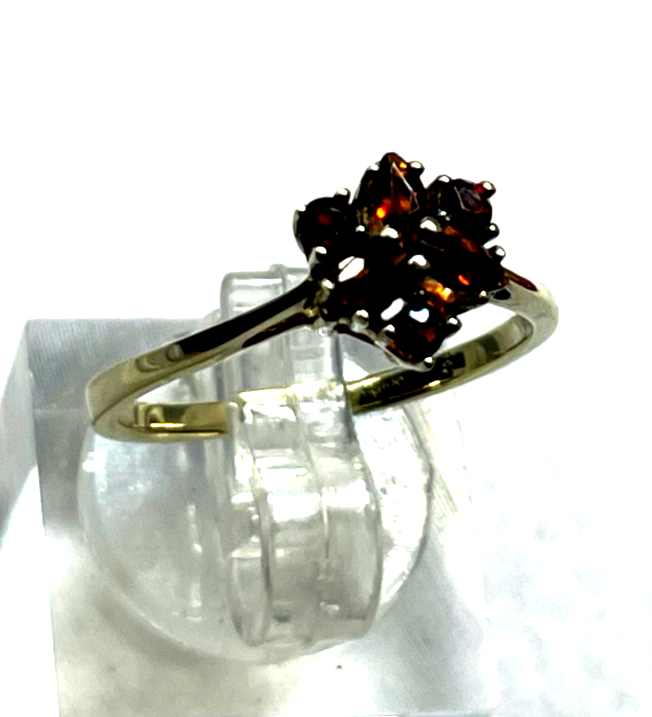 Aparter  333 Gold 8 K Ring 6 x Granat Ø 16,8 mm RG 53 solide Handarbeit Juwelier3