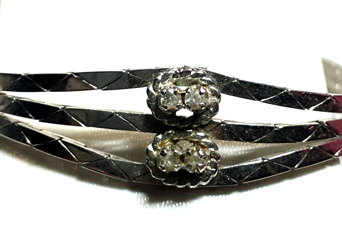 Vintage elegantes 800 Silber Armband mit 12 x Weißtopas L 19 cm B 15 mm16