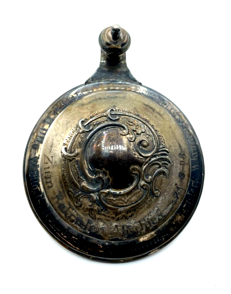 Antik loser echt Silber Deckel für Bierkrug um 1900 zum Rekruten Abschied 19088