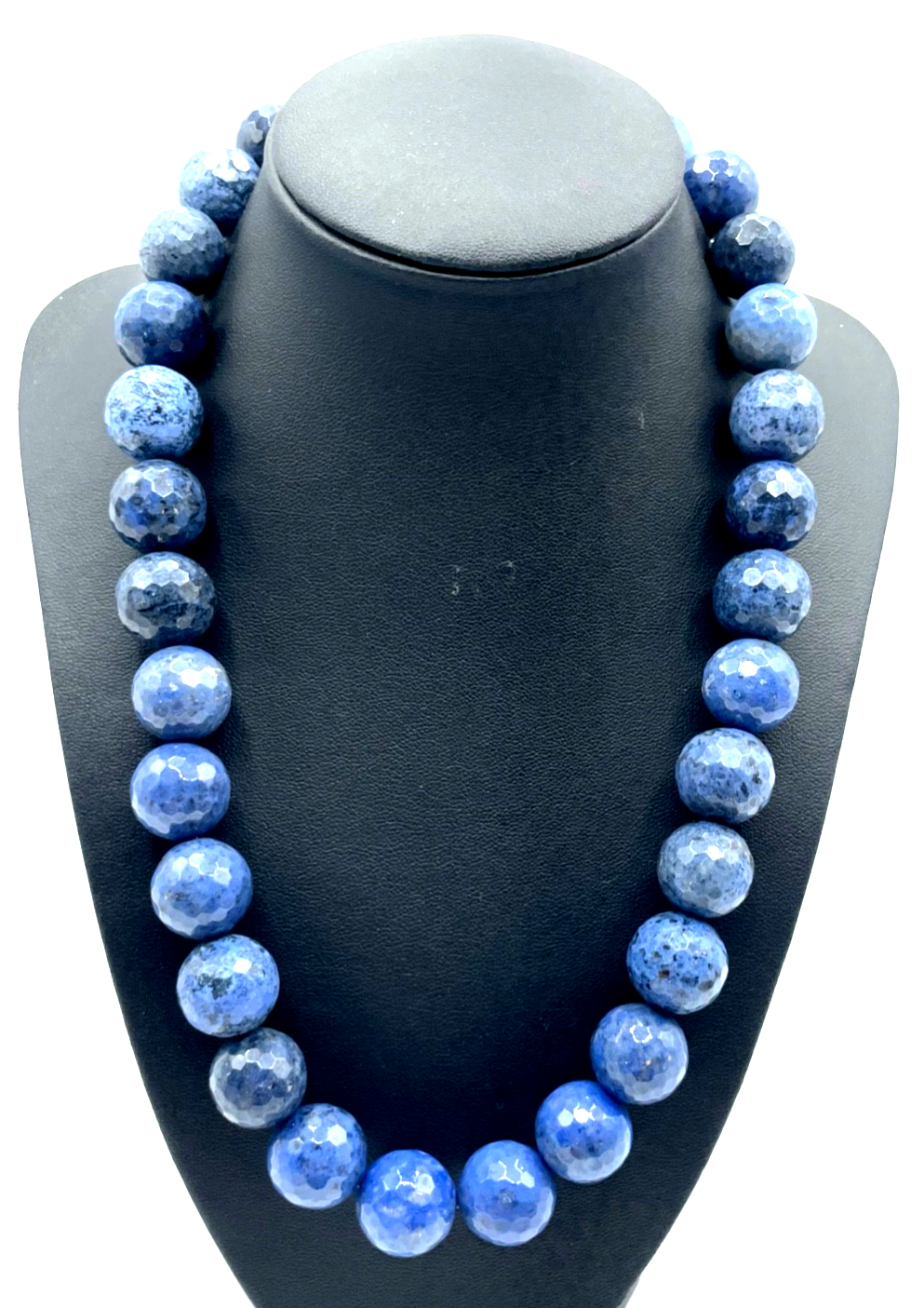 Prächtige Sodalith Kette Collier 375 Gold 9 K facettierte Kugeln L 46,5 cm neu2