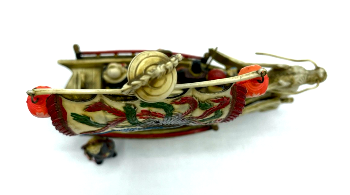 Antik celluloid Zelluloid Drachen Boot 7 glückliche Götter 30erJ Dachbodenfund2