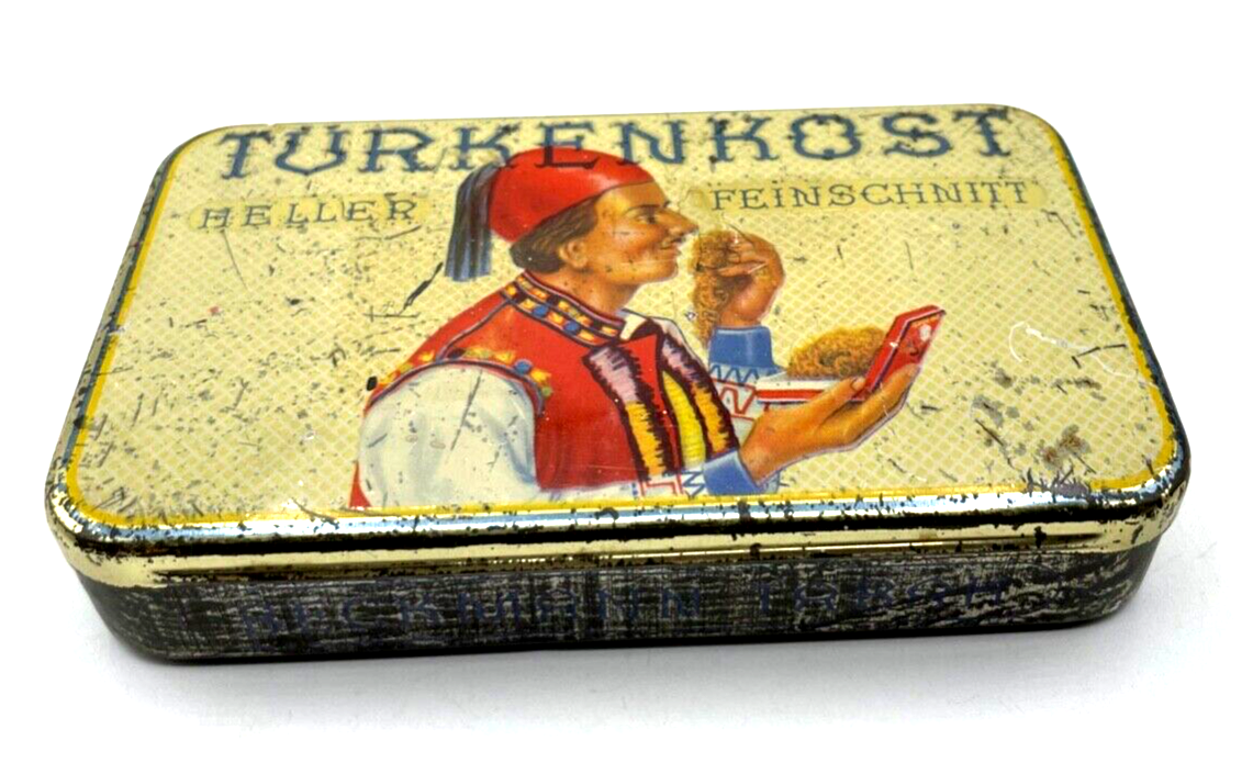 Alte Werbung Türkenkost Blechdose Heller Feinschnitt Tabak Otto Beckmann & Co1