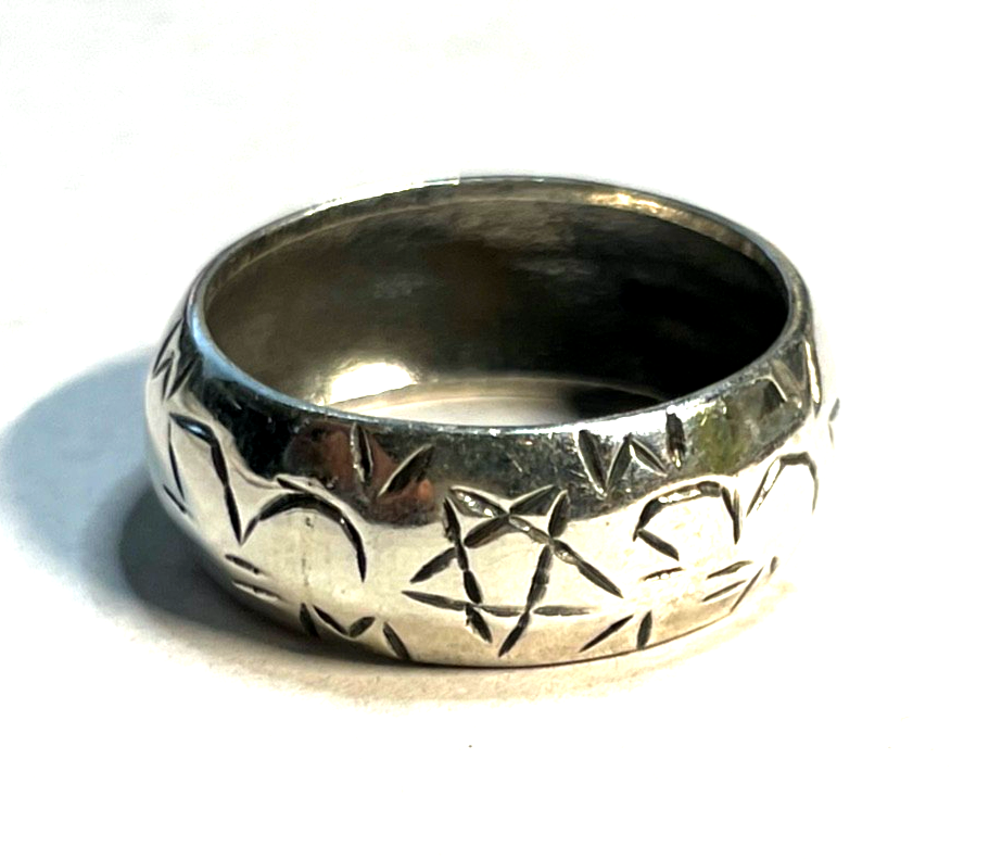 Unisex solider 925 Silber Ring Pentagramm  Ø 20 mm RG 63 Handarbeit gepflegt0