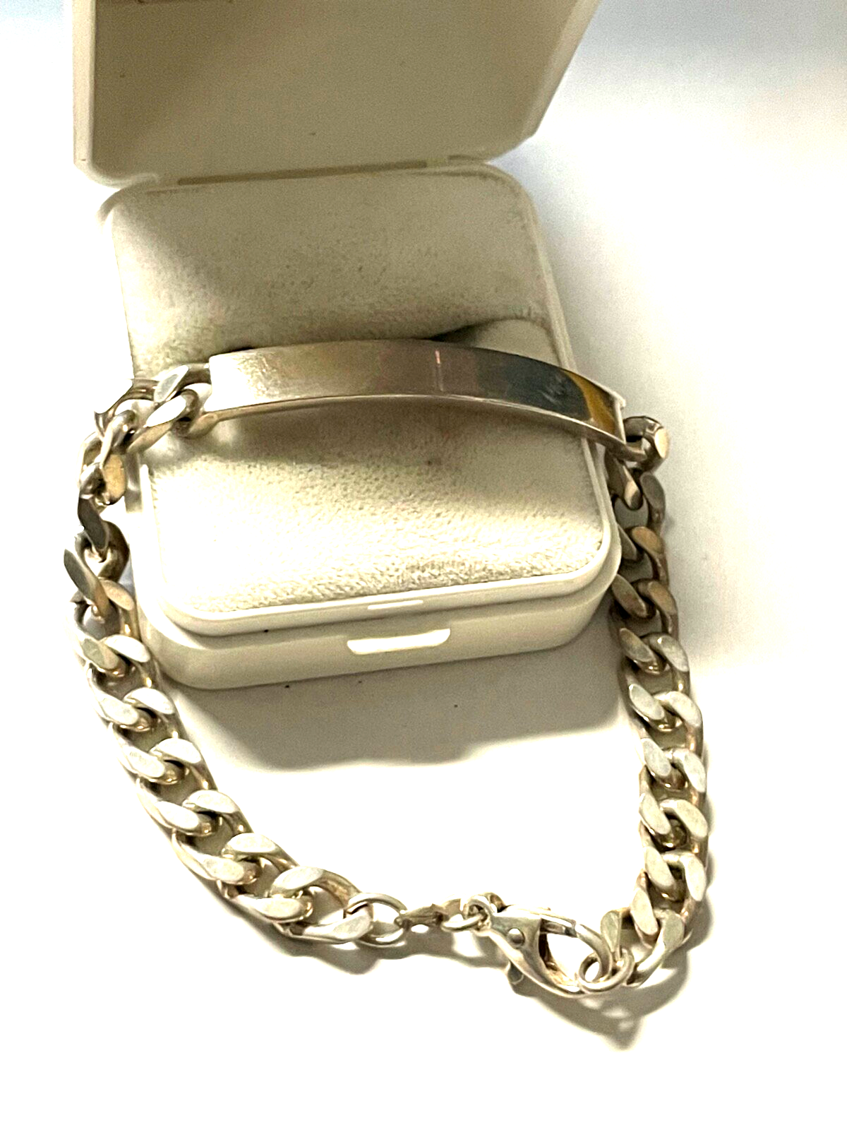 Solides 925 Silber Armband Namensarmband Panzer Armkette L 19 cm freie Platte3