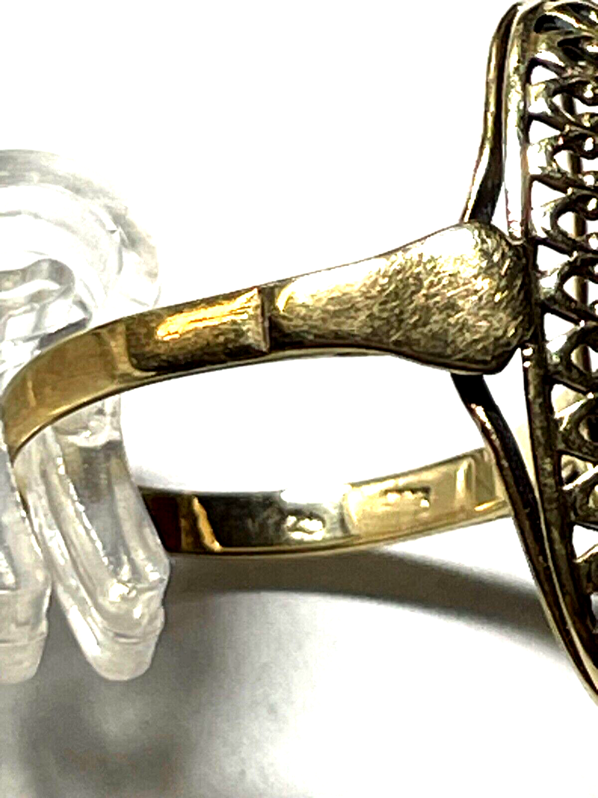 585 Gold 14 K antik Ring mit rotem Korund Farbstein Cabochon RG 47 Juwelier gepf10
