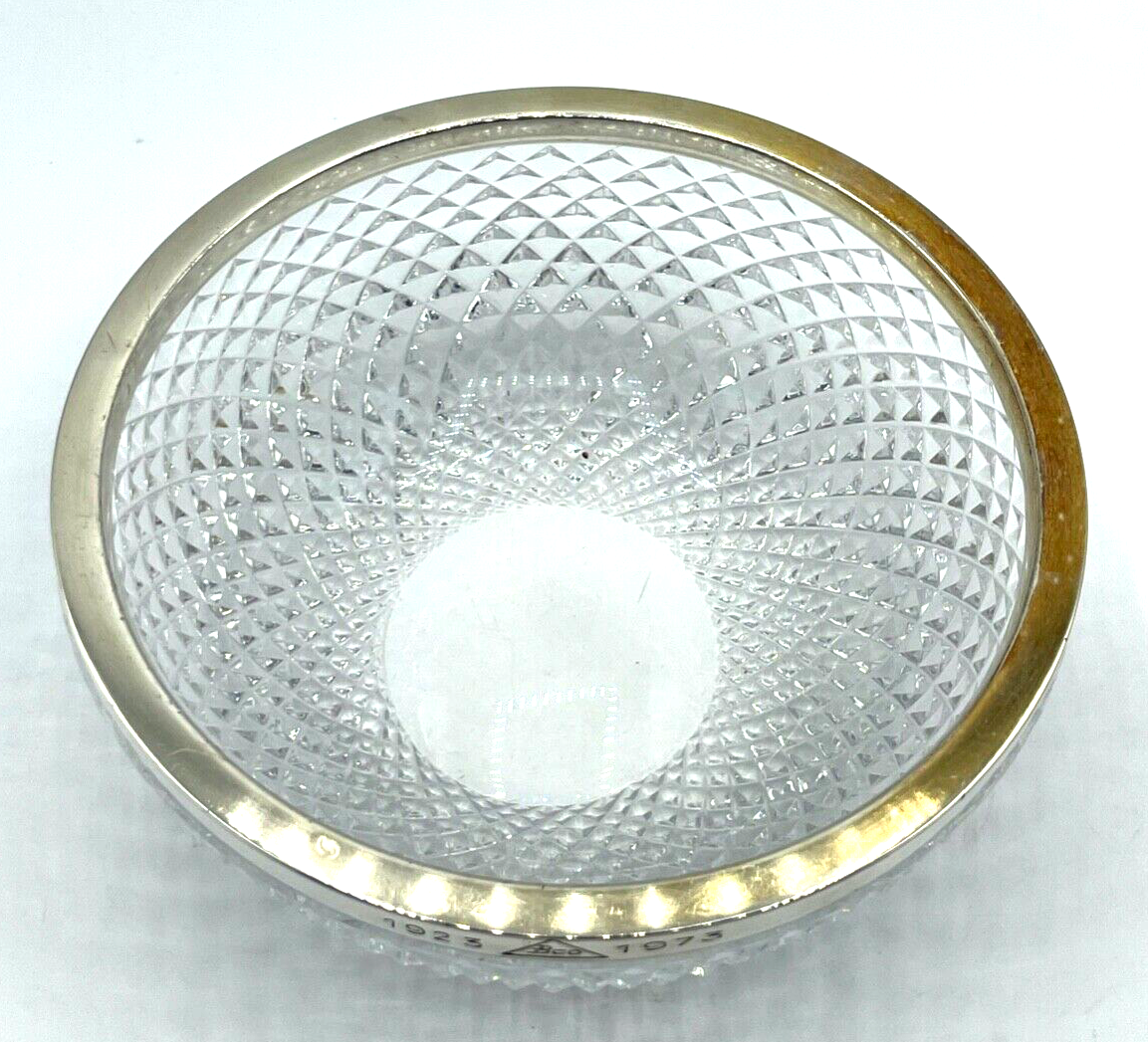 Kristall Glas Schüssel 925 Silberrand WTB Halbmond Krone Widmung Bco Ø15,5 H6,30