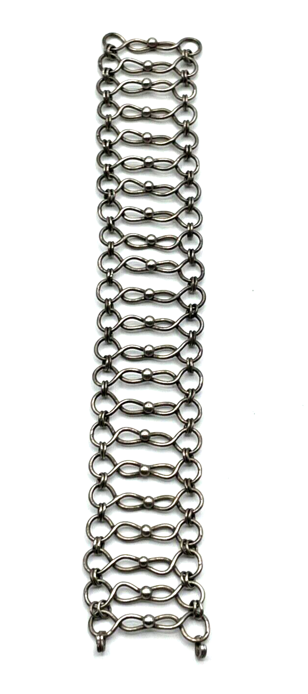 Real Vintage 70er Jahre 925 Silber Design Armband Handarbeit L 19 cm B 32 mm0