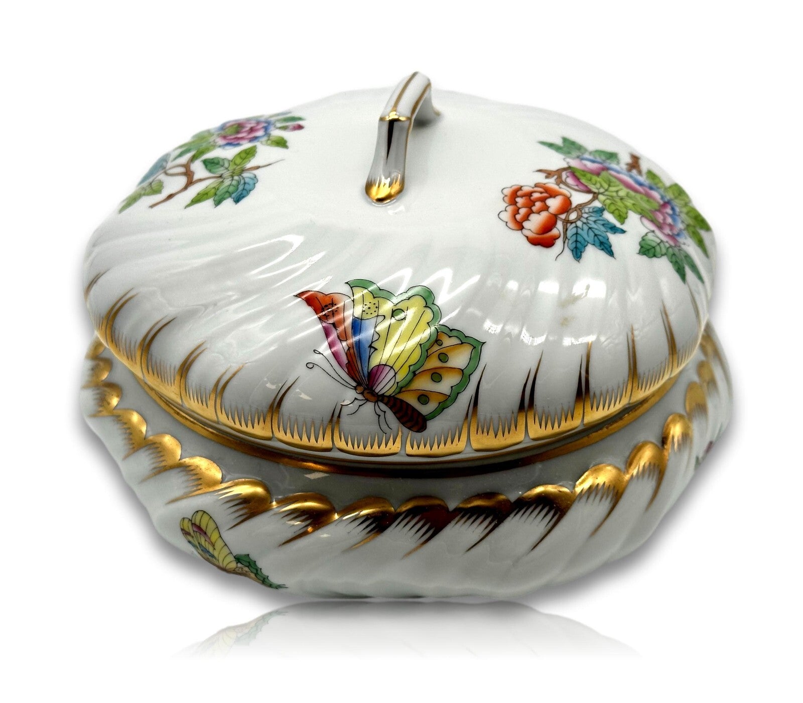 Herend 6028 - Deckeldose Dose Bonboniere - Porzellan - Queen Victoria Handbemalt0
