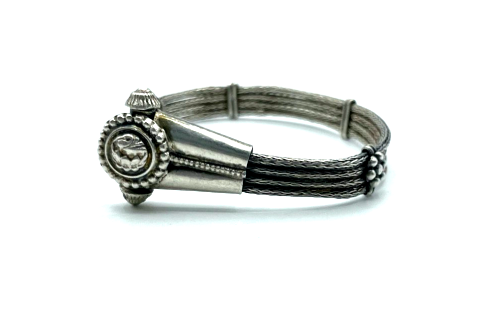 Vintage Ethno echt Silber Flechtdekor Armband unisex Handarbeit L 18 cm gepflegt2