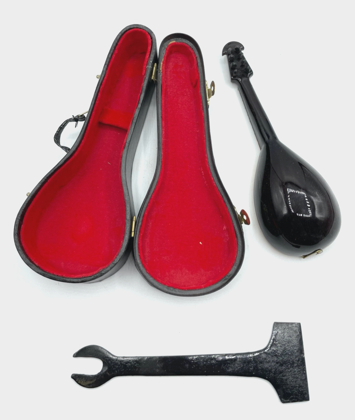 2 x Miniatur Musikinstrument Gitarre + Mandoline im Koffer Handarbeit gepflegt4