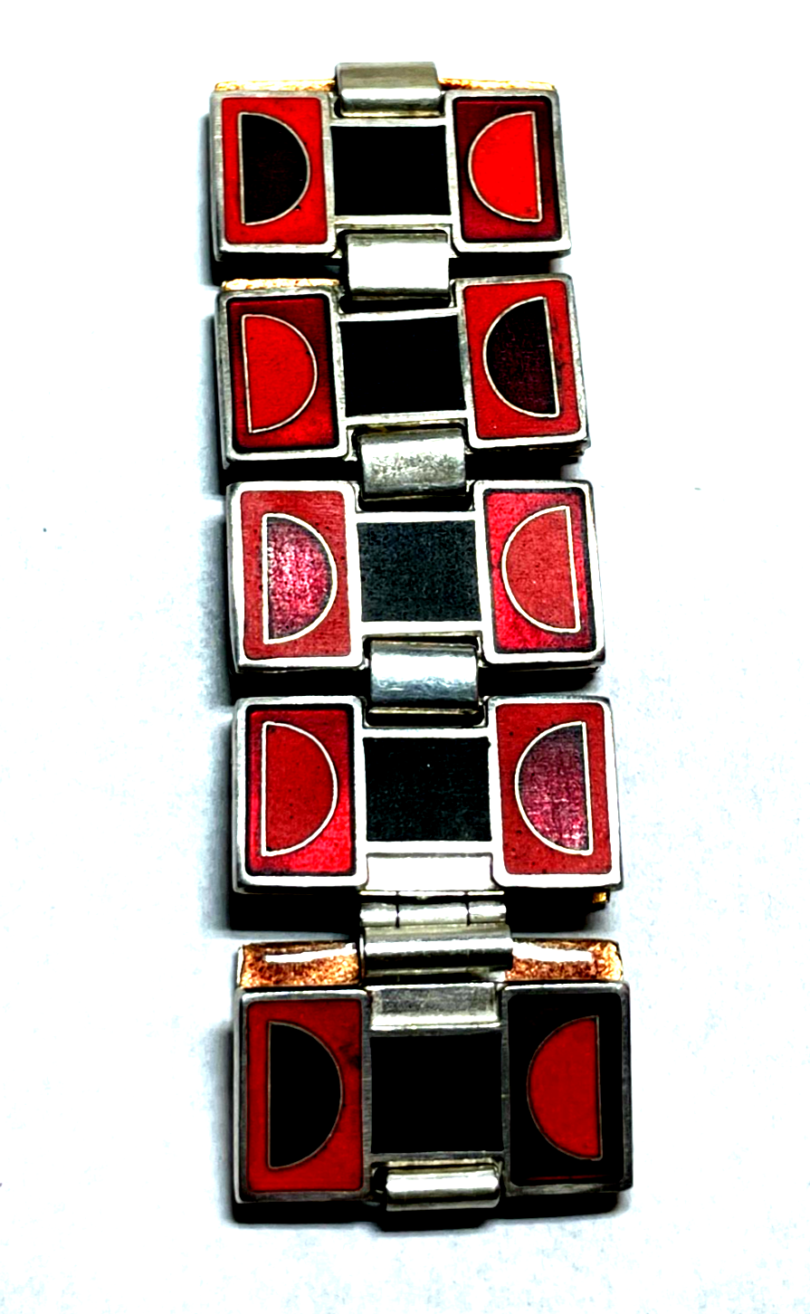 Vintage Schibensky Design Emaille Armband Topzustand Modernist L  17,5 cm B 28mm9