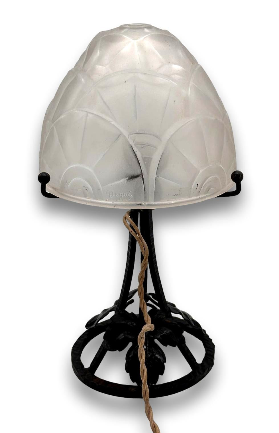 Original Degué Art Déco Tischlampe – Frankreich um 1925–1935 – signiert1