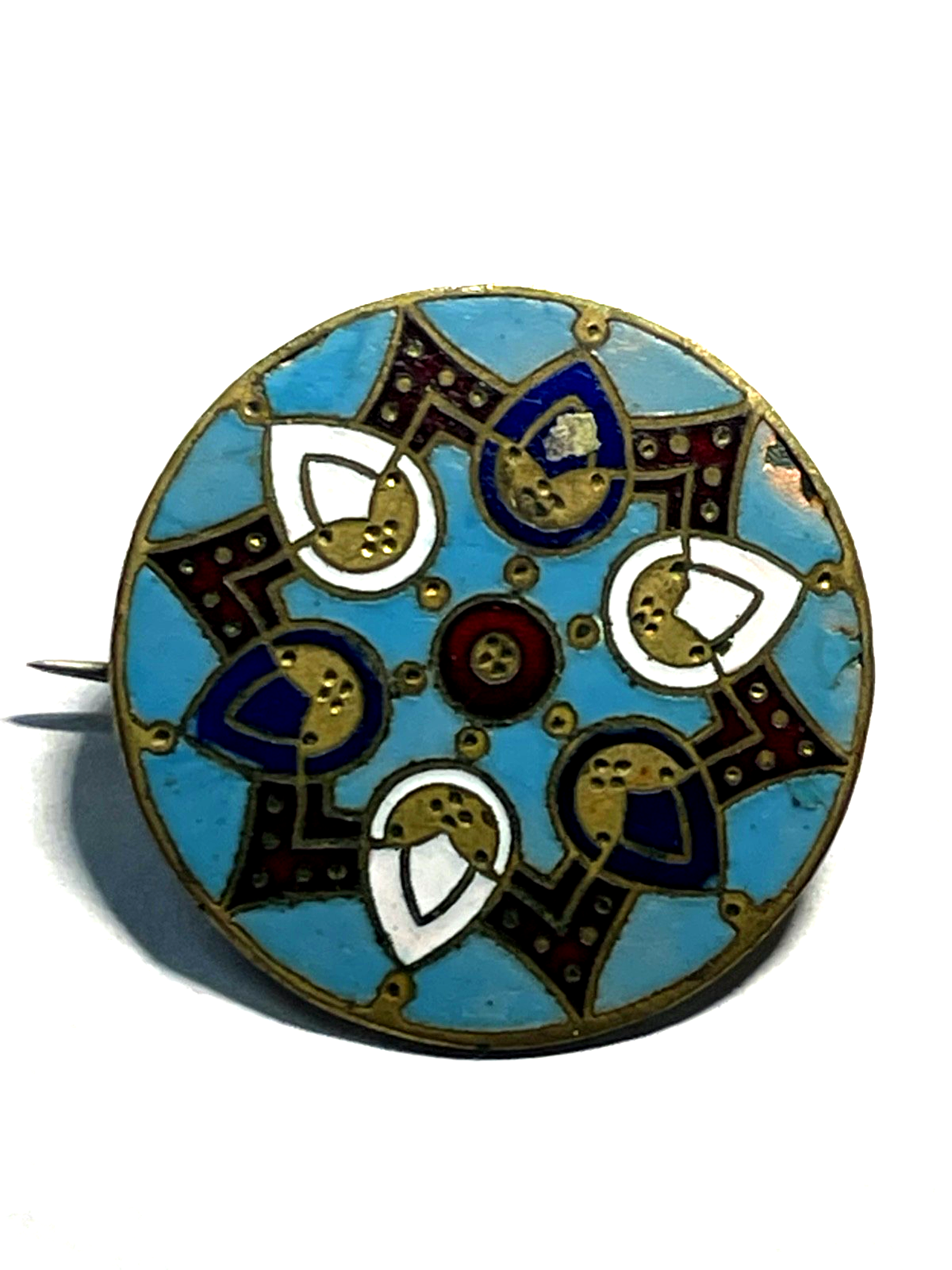 Antik feine Emaille Handarbeit Brosche vor 1900 Frankreich ? Ø 33 mm Historismus6