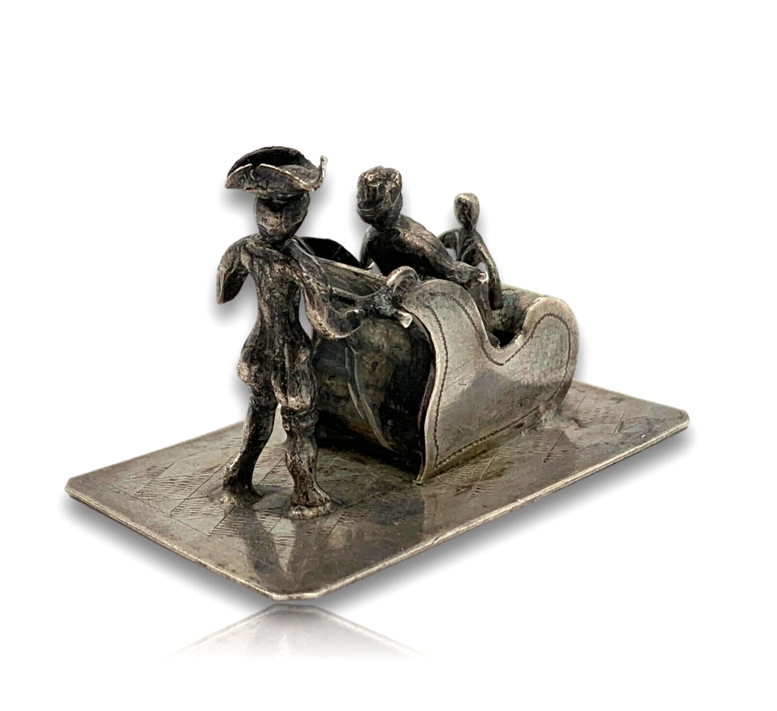 Miniatur Schlitten Schlittenfahrt Silber - Bijkamp Steenwijk Niederlande 19004