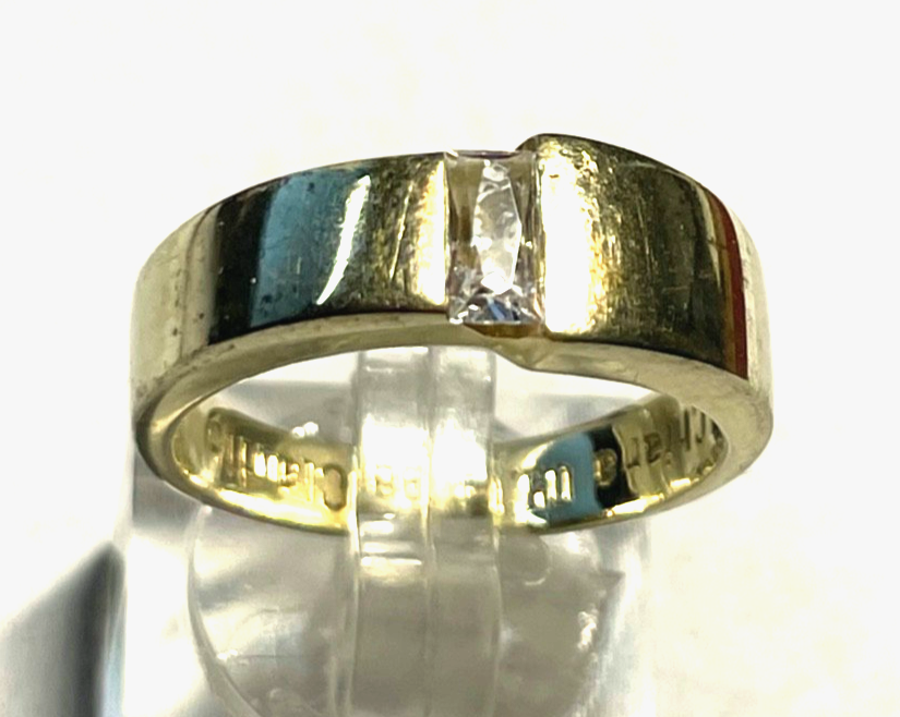 375 Gold 9 K Ring modernes Design Weißtopas  Ø 17,8mm RG 56 Juwelier gebraucht4