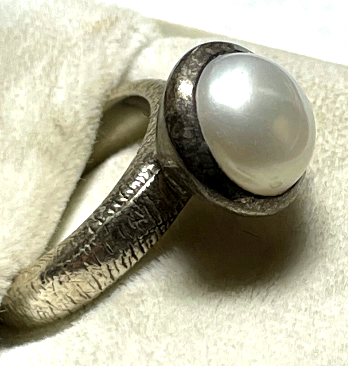 925 Silber Designer Ring mit Halbperle Perle Ø 16,2 mm RG 51 solide Qualität3