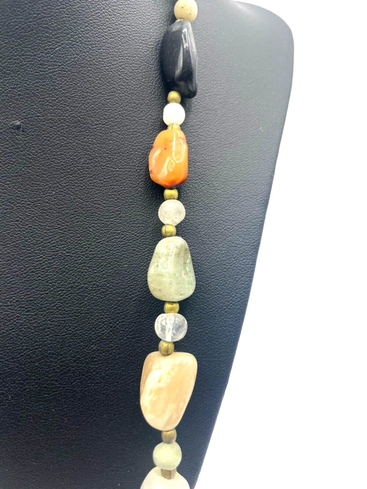 Aparte vintage Edelstein Kette Halbedelsteine im Mix Nuggets L 69 cm2