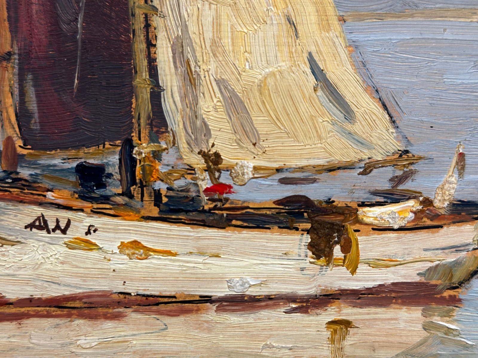 Paul Ernst Wilke 1894–1972 - Ölbild "Auf der Unterweser" -  Segelboote - gerahmt5