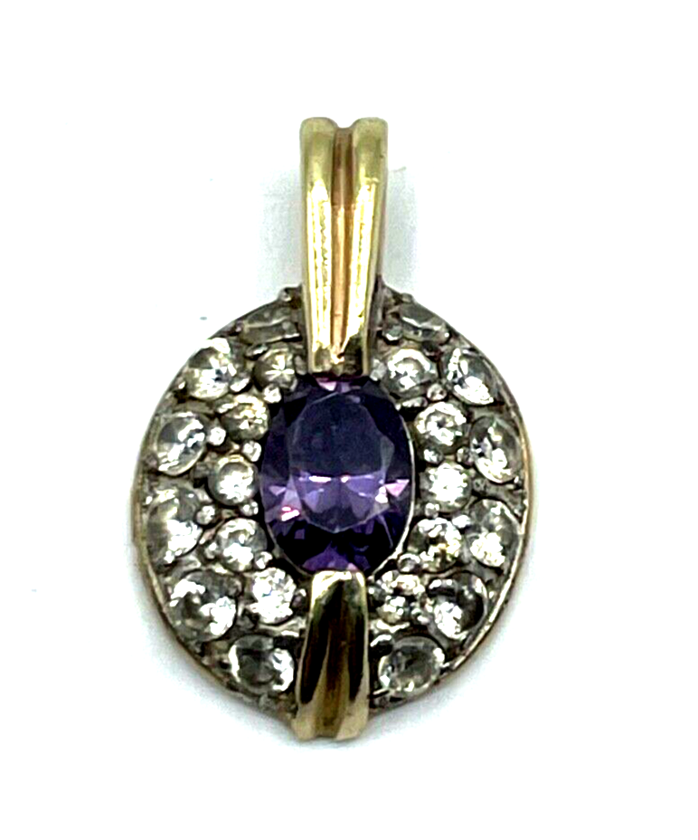 925 Silber vergoldet graziler klassischer Anhänger Amethyst Zirkonia sehr gepfl.0