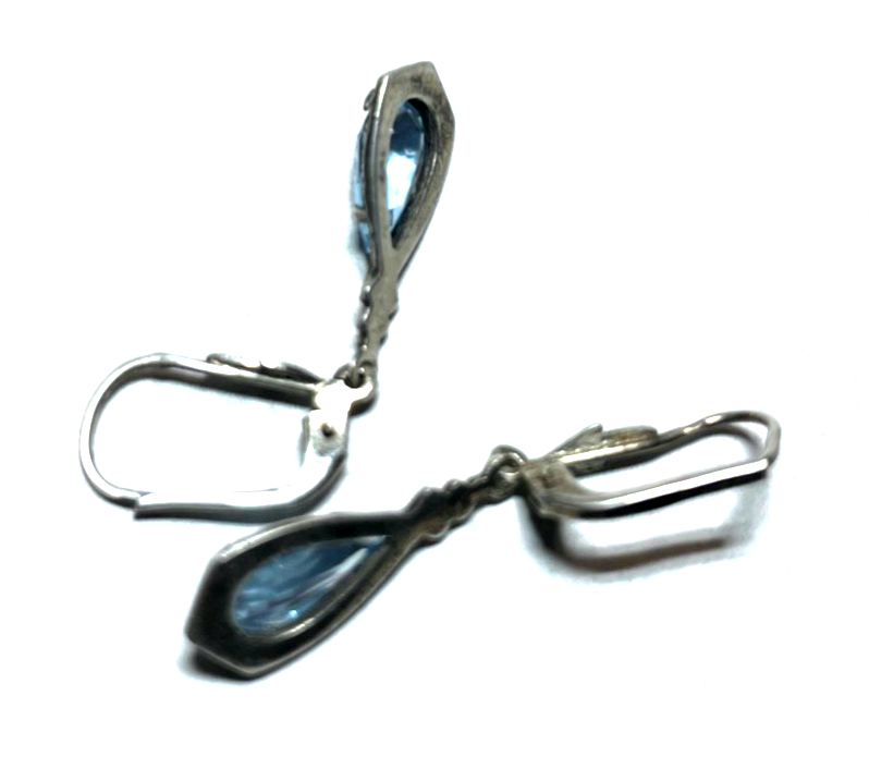 Antik 800 Silber Ohrhänger original 20erJ aquamarin farbiger Spinell topgepflegt5