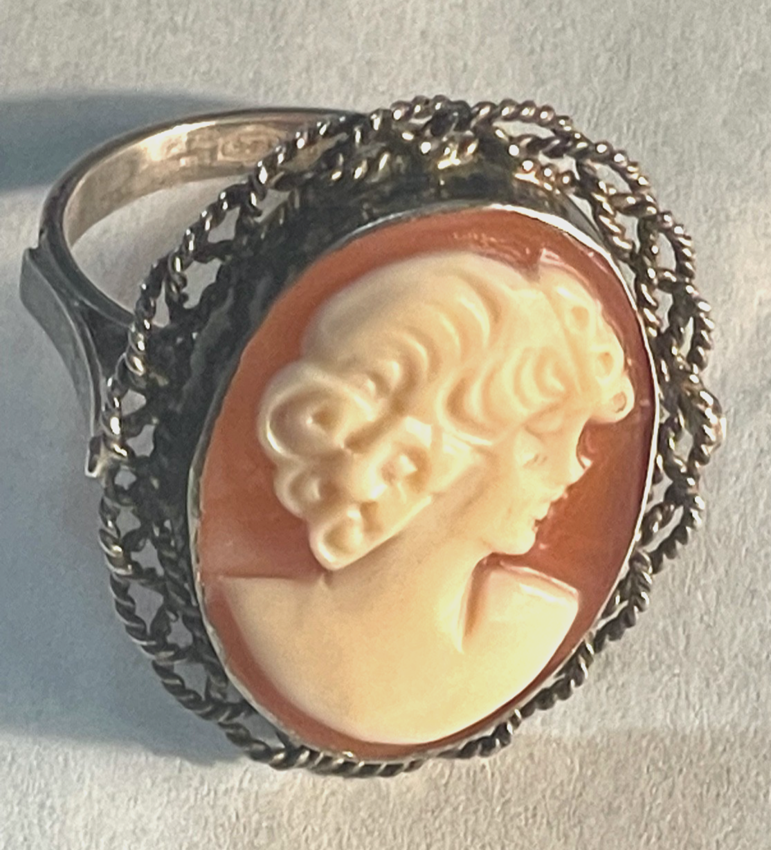 Vintage Gemme Handgeschnitten Cameo Ring 925 Silber RG 54 Ø 17 mm Handarbeit9