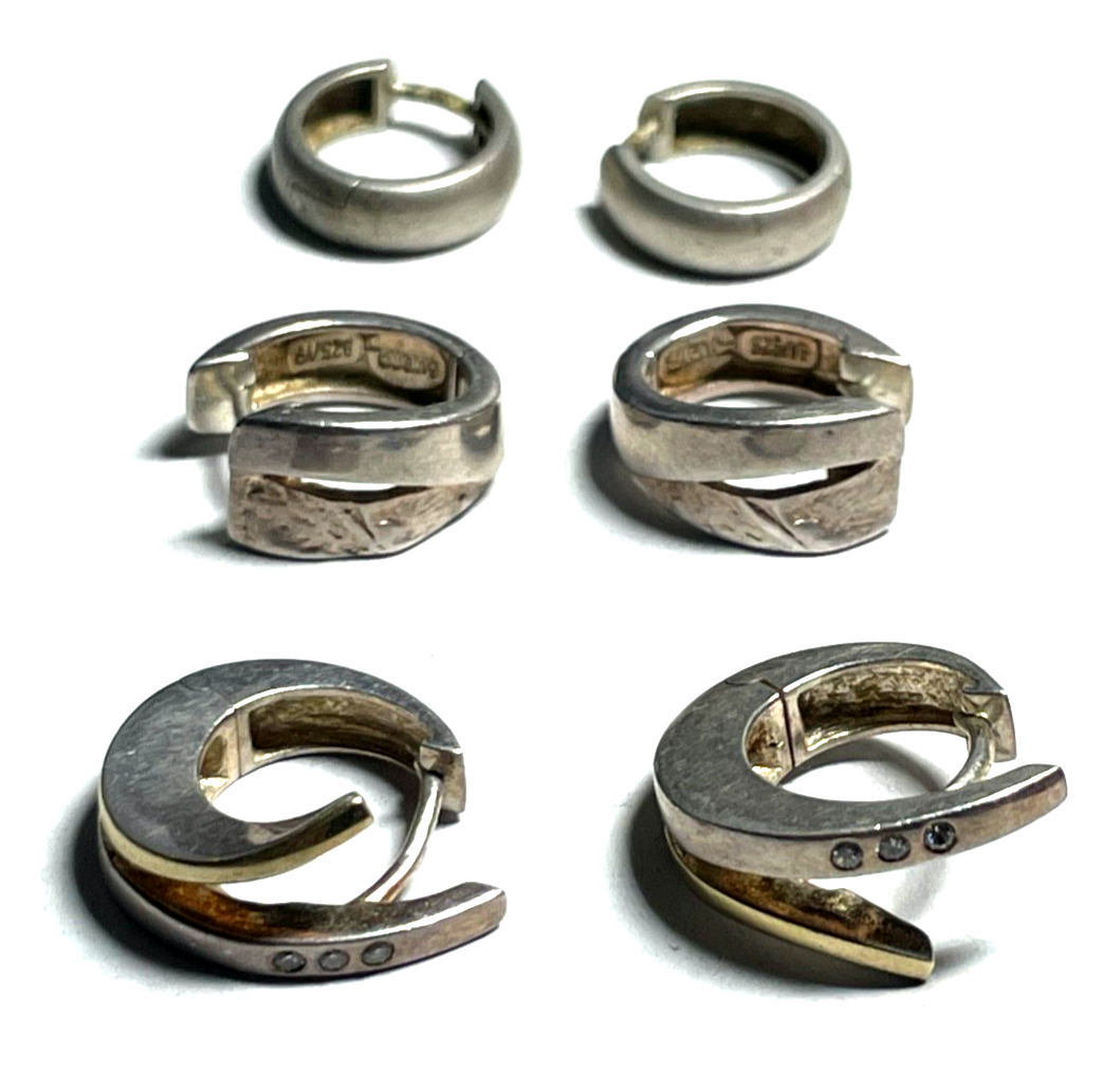 Vintage 3 Paar diverse 925 Silber Creolen Ohrringe zeitlos3