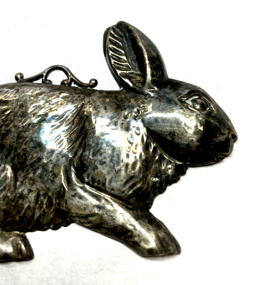 Antik Votivgabe ex voto Hase Silber Echtsilber Aufhänger Anhänger 10,5 x 7 cm1