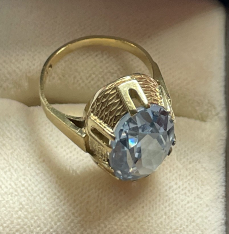 Vintage 333 Gold 8 K Blautopas Ring Ø 16,5 mm RG 52 Juwelier Qualität gepfl.3