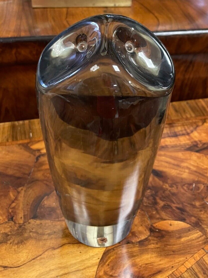 Midcentury Rarität L. Seguso Eule für Gral Glas Turmalin Grün Unikat H 22cm sign8
