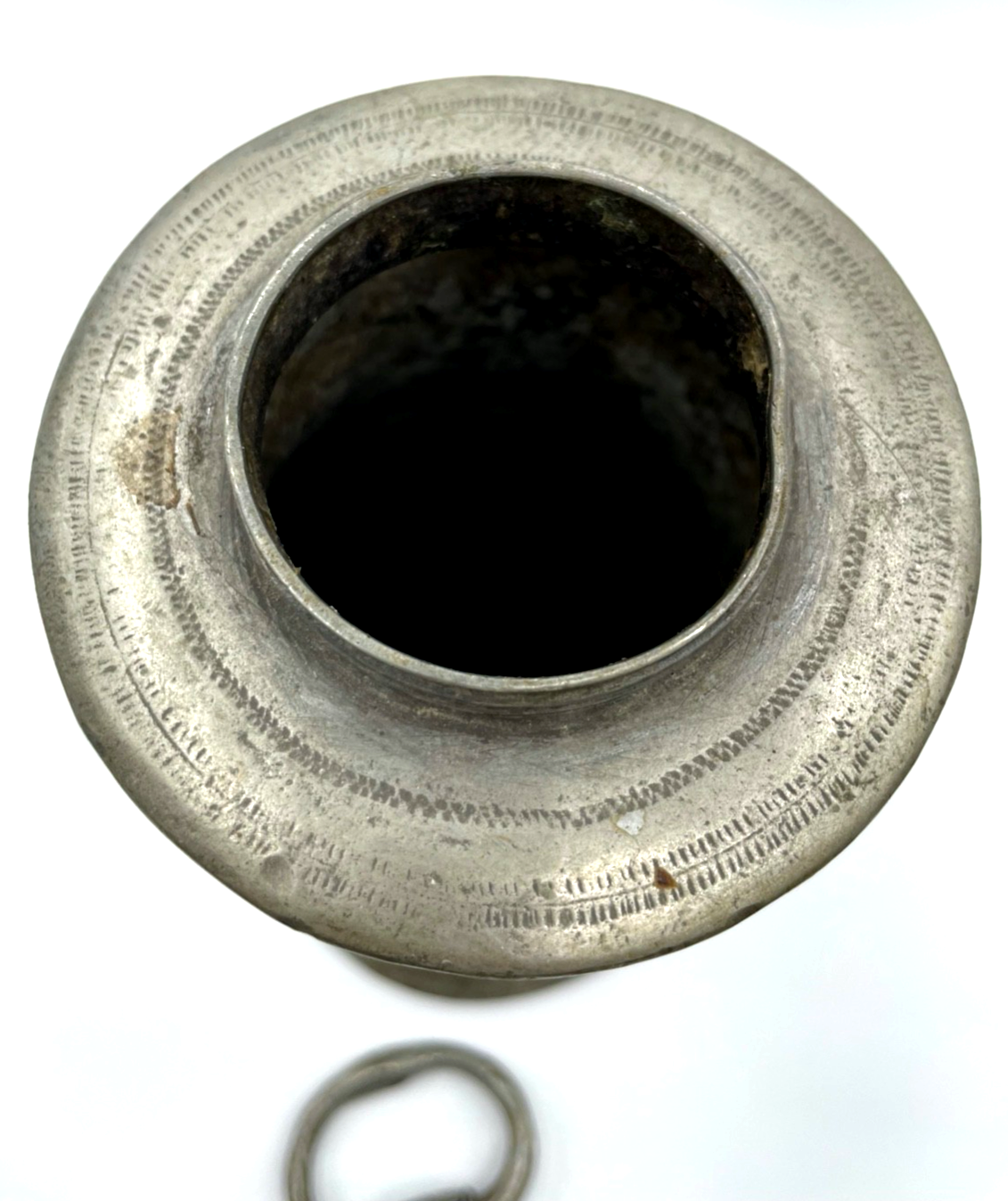 Antik Zinn Kanne mit Schraubdeckel Original von 1882 H ca. 30 cm Handarbeit4