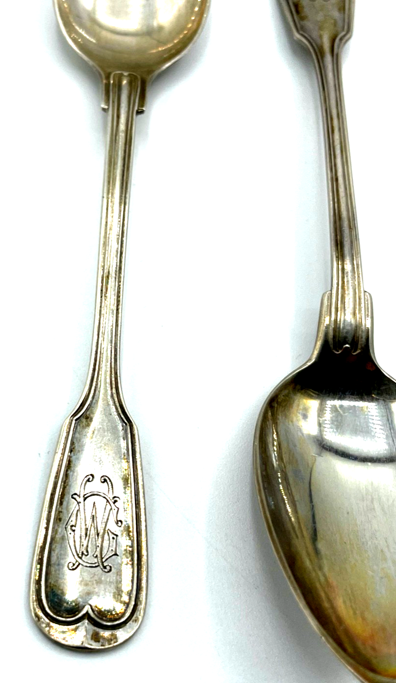 Antik Augsburger Faden Friedländer 800 Silber Kaffeelöffel Set 8 St WG GW Gravur4