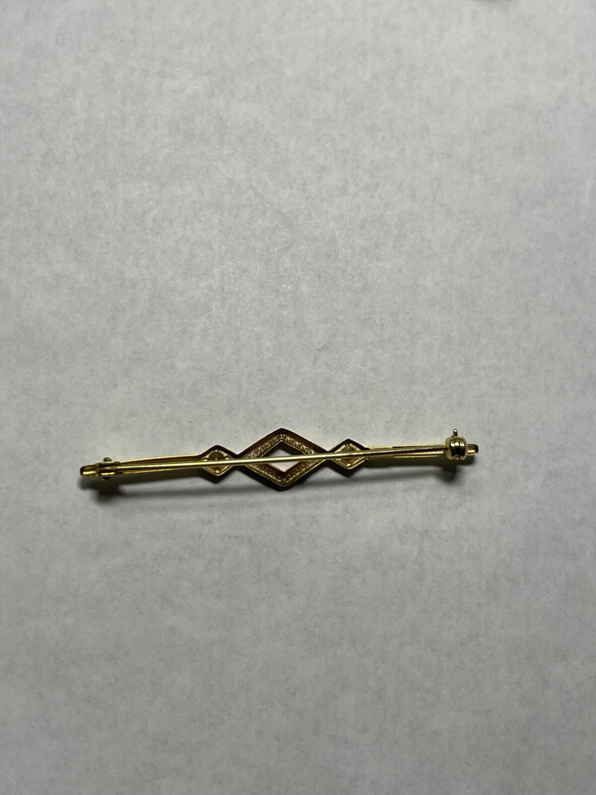 Antik 585 Gold 14 K Gold Brosche Nadel Stabbrosche 2x Altschliff Diamanten L 5,56