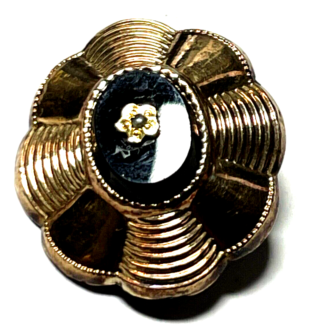Biedermeier Brosche Anstecknadel Schaumgold Orientperle Walzgold unbeschädigt2