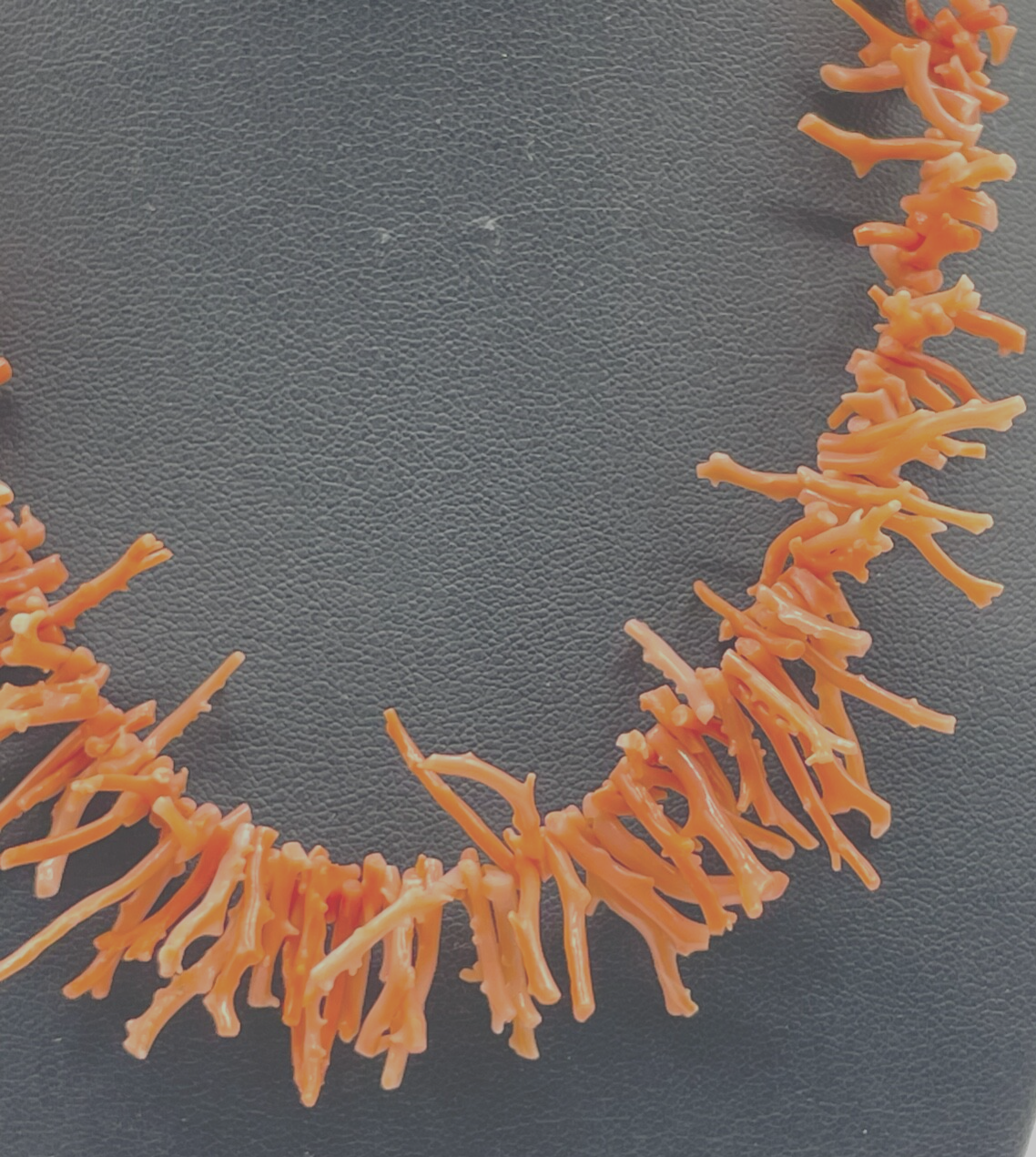 Vintage Korallenkette zarte Stäbchen Koralle Collier Verlauf L 40,5 cm Lachs2